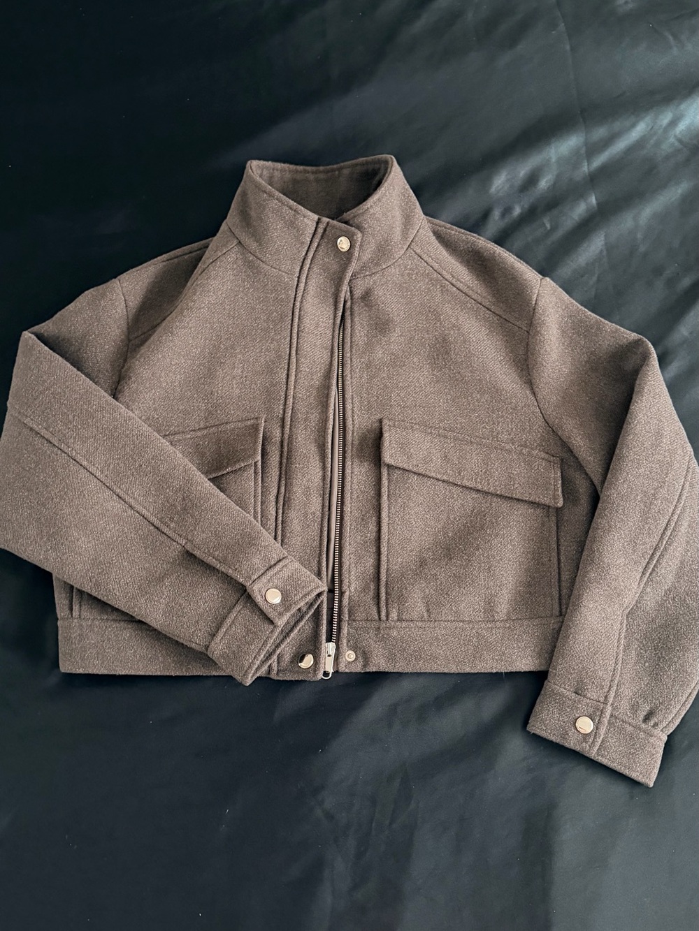 Zara Taupe Cropped Utility Jacket